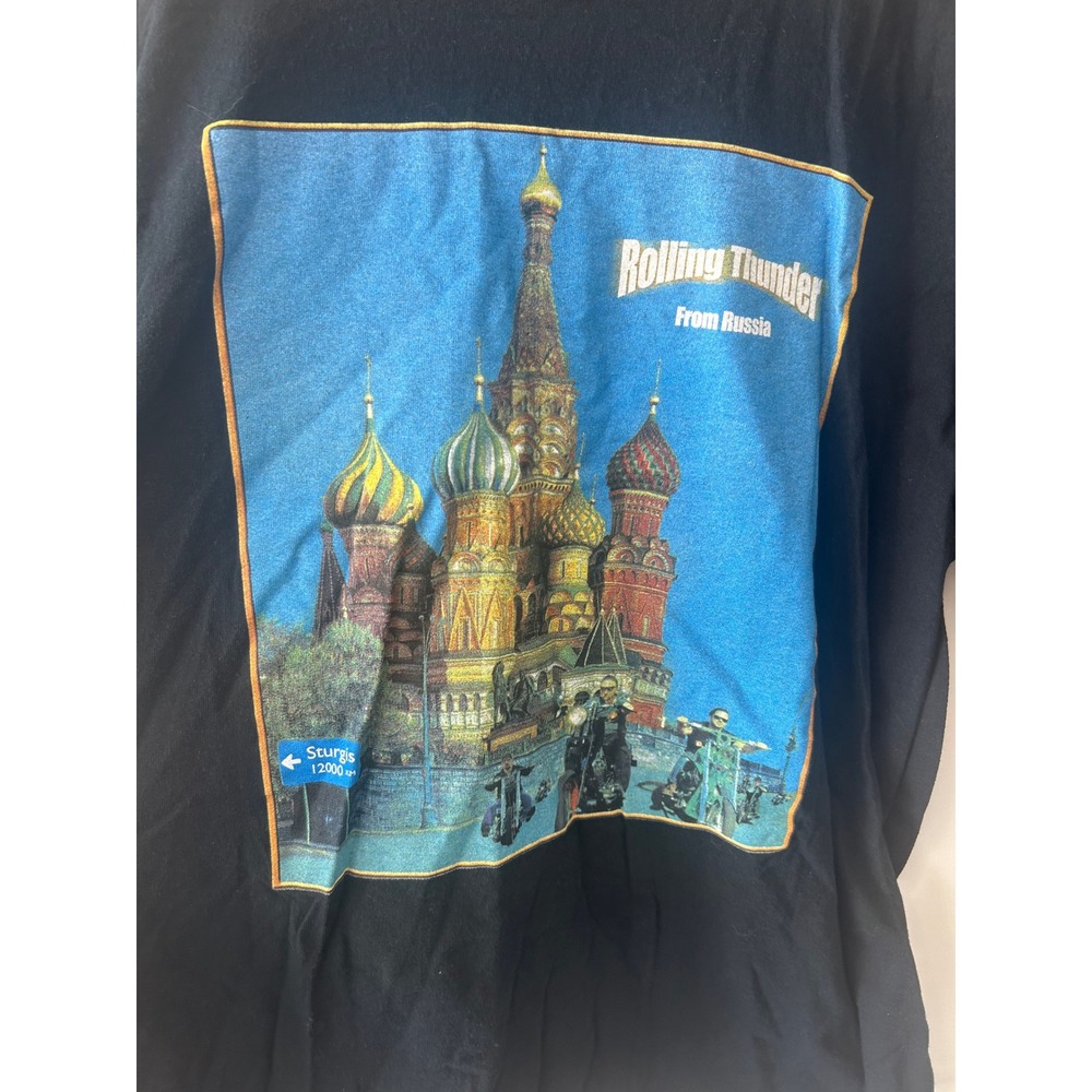 Gildan Rolling Thunder From Russia Sturgis‎ Motorcycle Graphic T-Shirt XL Black - Picture 5 of 16